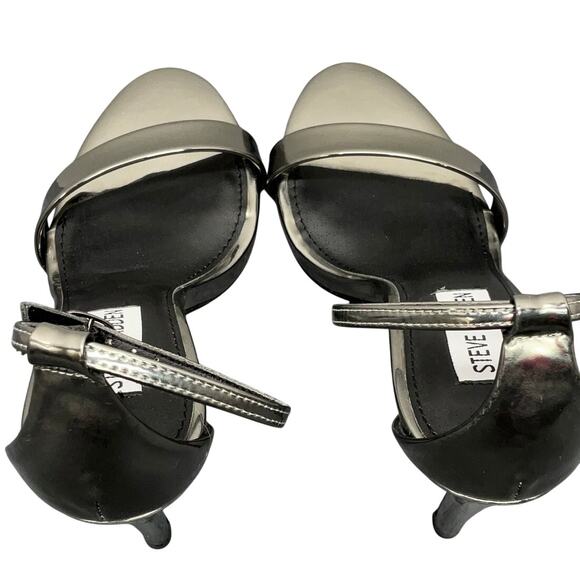 Steve Madden Stecy Silver Pewter Formal Ankle Strap 4" Stiletto Heel Women 6M - Picture 7 of 10